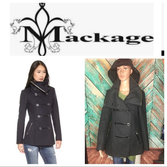 Mackage Jackets & Blazers - Mackage Milly Charcoal Double Breasted Peacoat